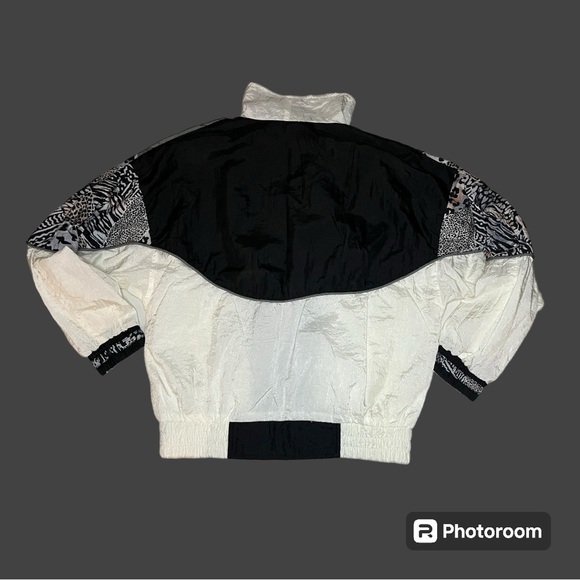 Vintage windbreaker set leopard print black gray and white retro sport - Picture 3 of 6